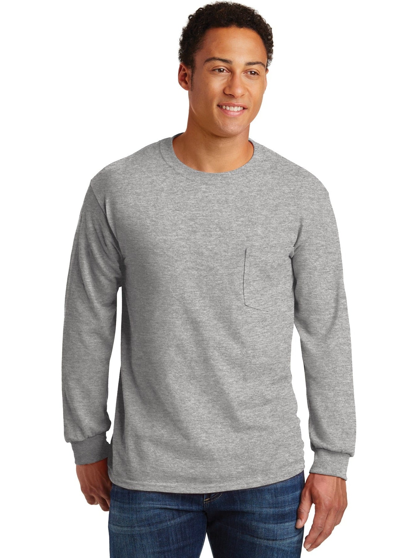 Gildan Ultra Cotton 100% Cotton Long Sleeve T - Shirt with Pocket - Outlet Deal!